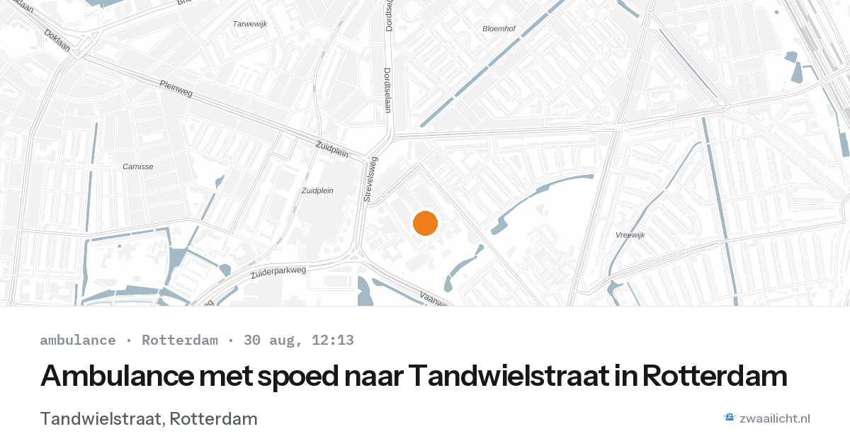 Ambulance met spoed naar Tandwielstraat in Rotterdam — 30 aug 2026