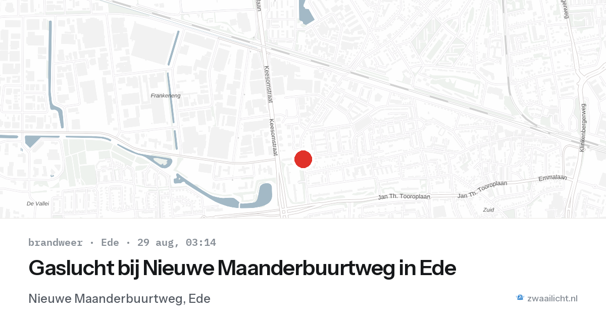 Gaslucht bij Nieuwe Maanderbuurtweg in Ede — 29 aug 2026