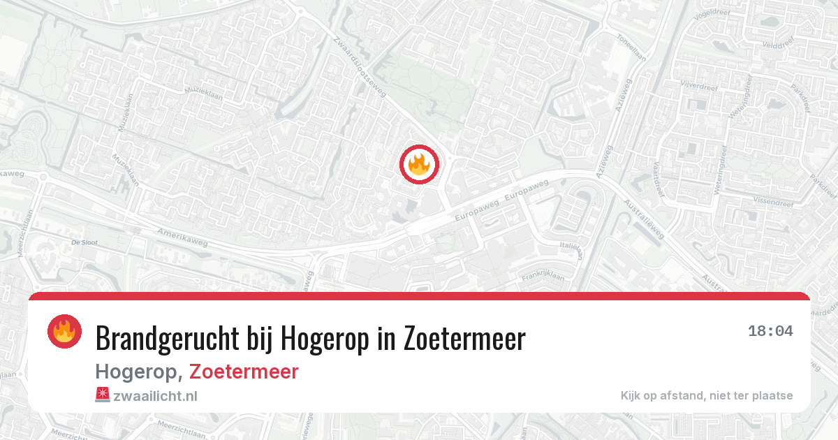 Brandgerucht bij Hogerop in Zoetermeer — 1 aug 2026