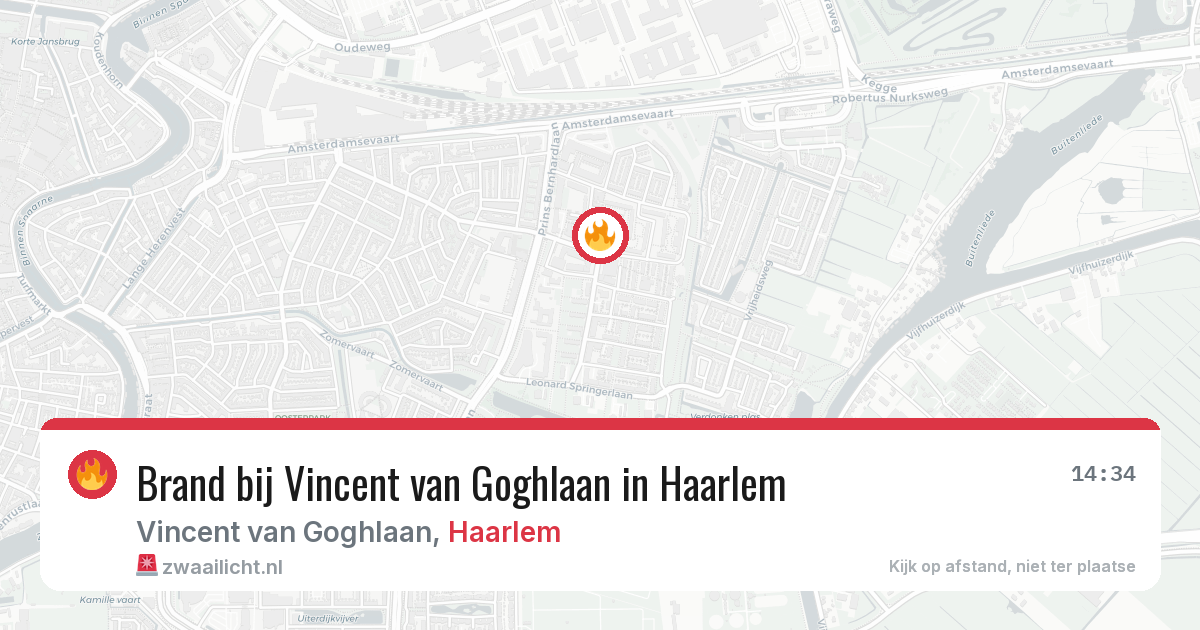 Brand bij Vincent van Goghlaan in Haarlem — 25 jul 2026