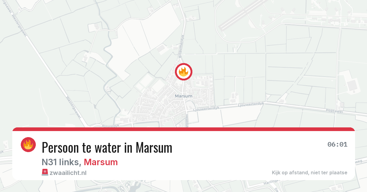 Persoon te water in Marsum — 11 jul 2026