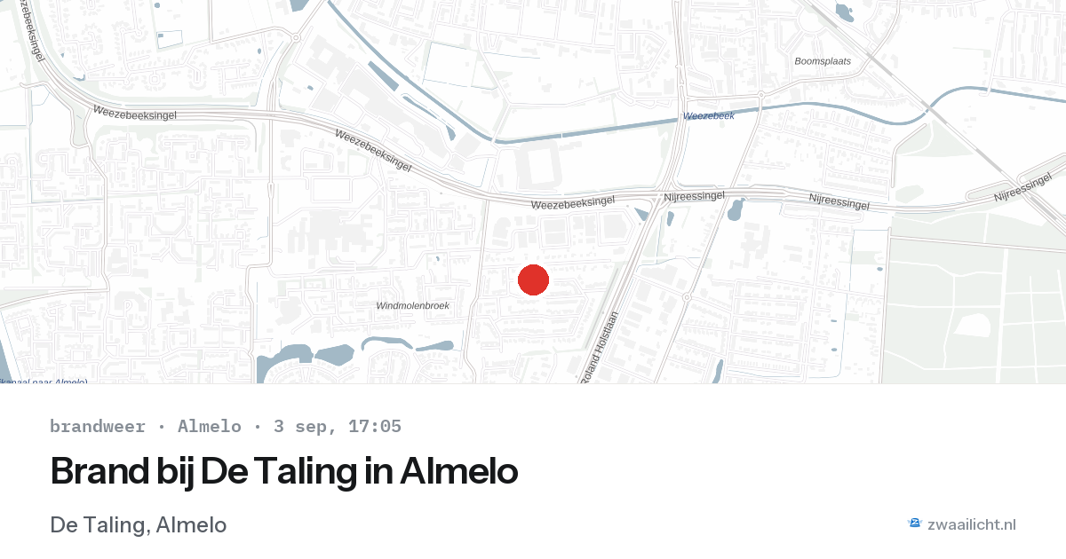 Brand bij De Taling in Almelo — 3 sep 2026