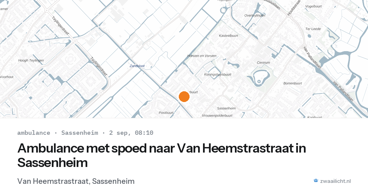Ambulance met spoed naar Van Heemstrastraat in Sassenheim — 2 sep 2026