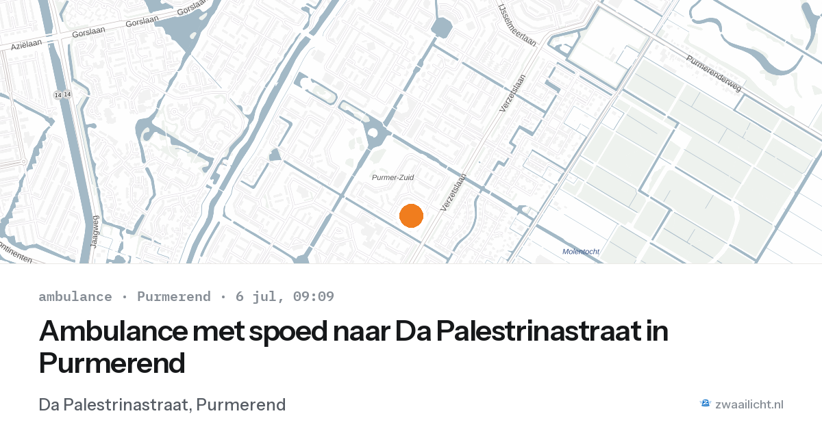 Ambulance met spoed naar Da Palestrinastraat in Purmerend — 6 jul 2026