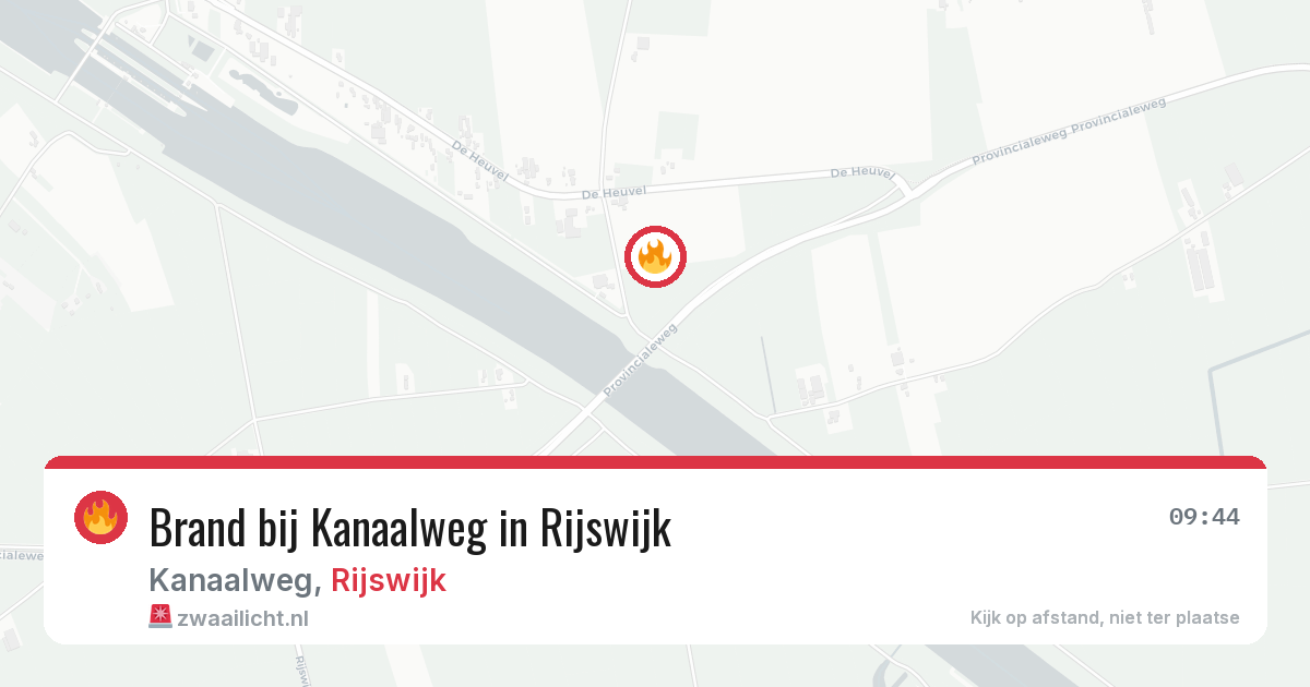 Brand bij Kanaalweg in Rijswijk — 6 aug 2026