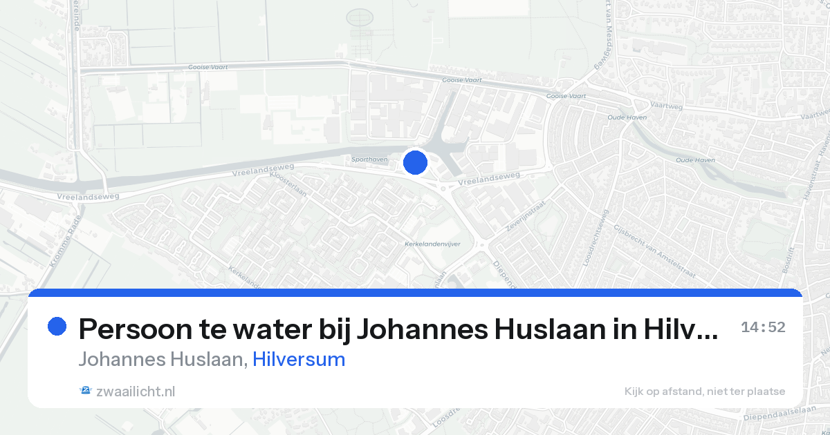 Persoon te water bij Johannes Huslaan in Hilversum — 21 aug 2026