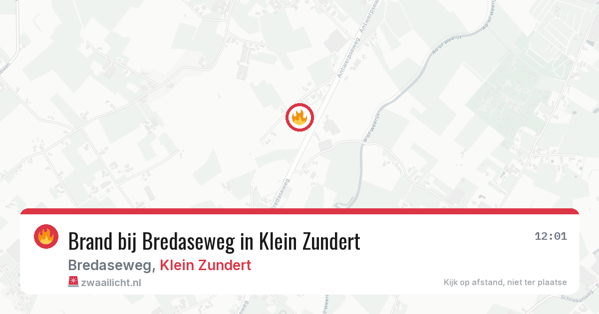 Brand bij Bredaseweg in Klein Zundert — 18 feb 2026