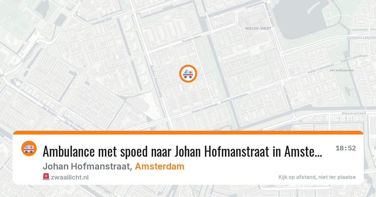 Ambulance met spoed naar Johan Hofmanstraat in Amsterdam — 12 aug 2026