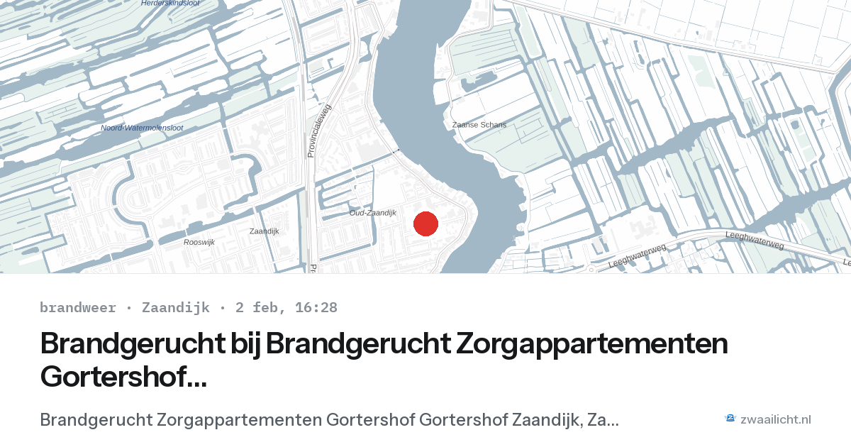 Brandgerucht bij Brandgerucht Zorgappartementen Gortershof Gortershof Zaandijk in Zaandijk — 2 feb 2026