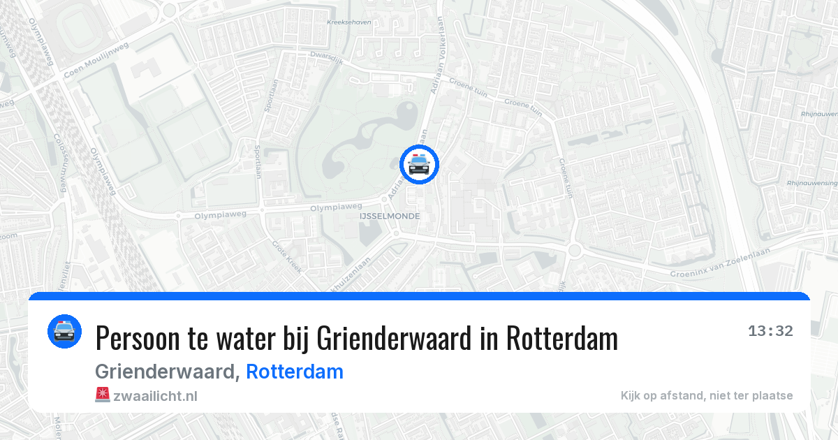 Persoon te water bij Grienderwaard in Rotterdam — 29 jun 2026
