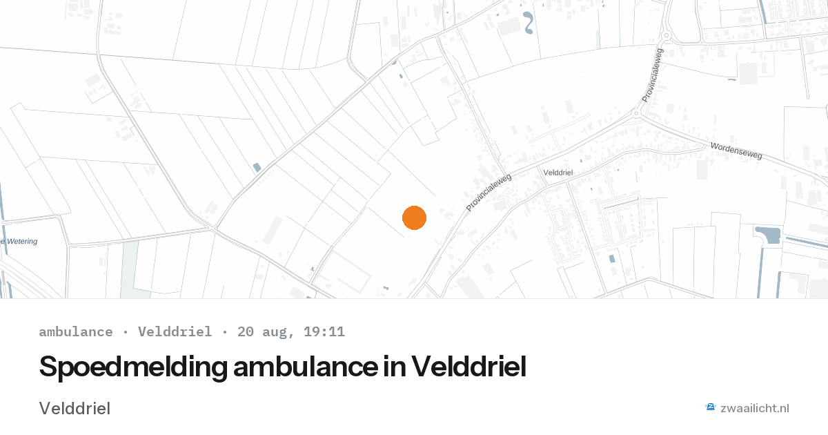 Spoedmelding ambulance in Velddriel — 20 aug 2026
