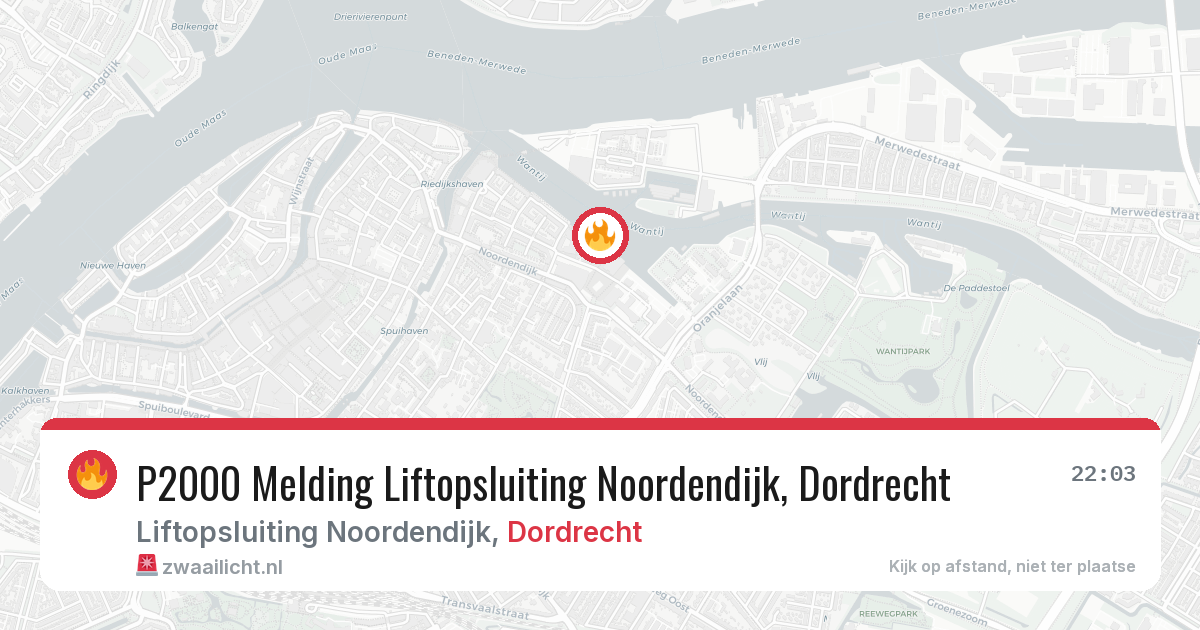 P2000 Melding Liftopsluiting Noordendijk, Dordrecht — 29 jan 2026