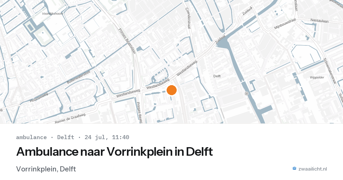 Ambulance naar Vorrinkplein in Delft — 24 jul 2026