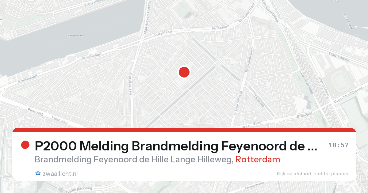 P2000 Melding Brandmelding Feyenoord de Hille Lange Hilleweg, Rotterdam — 7 feb 2026