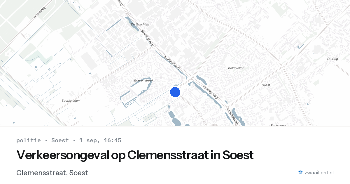 Verkeersongeval op Clemensstraat in Soest — 1 sep 2026