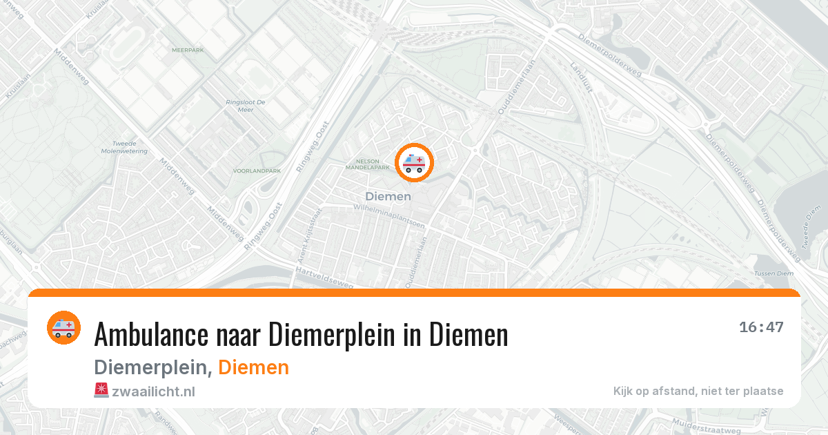 Ambulance naar Diemerplein in Diemen — 14 mei 2026