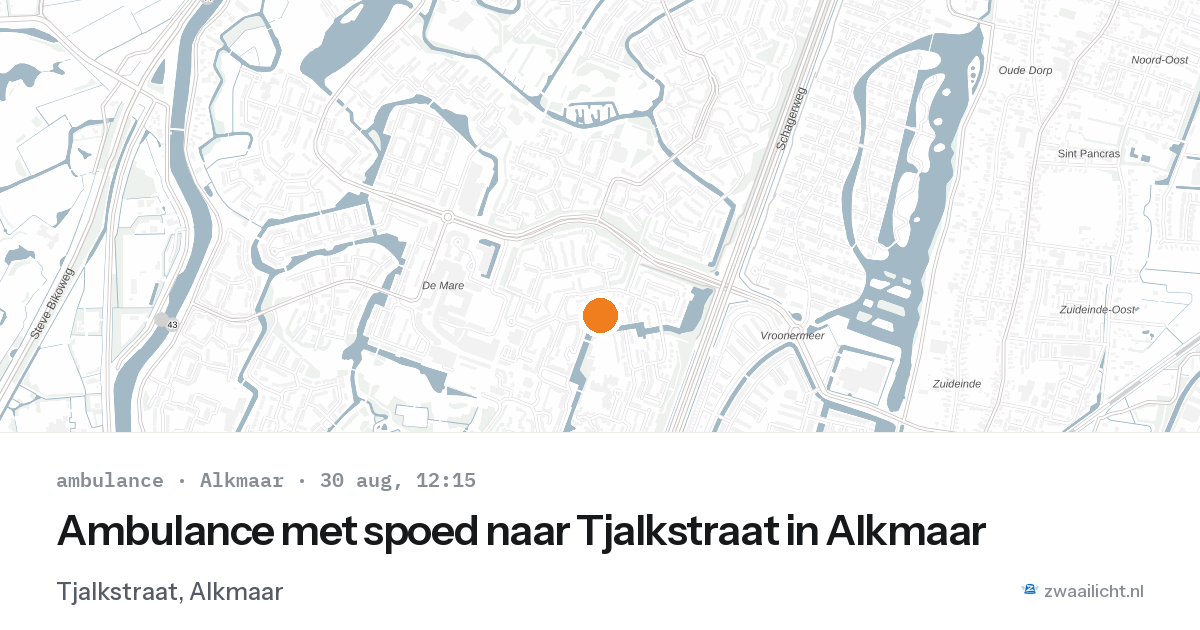 Ambulance met spoed naar Tjalkstraat in Alkmaar — 30 aug 2026