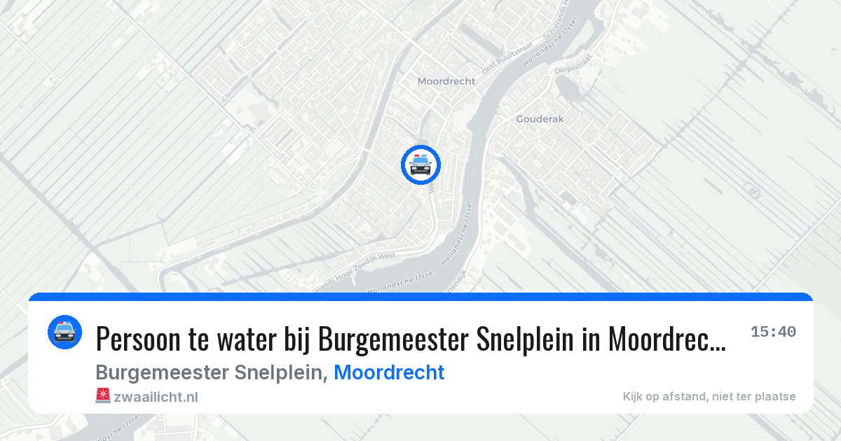 Persoon te water bij Burgemeester Snelplein in Moordrecht — 19 mrt 2026