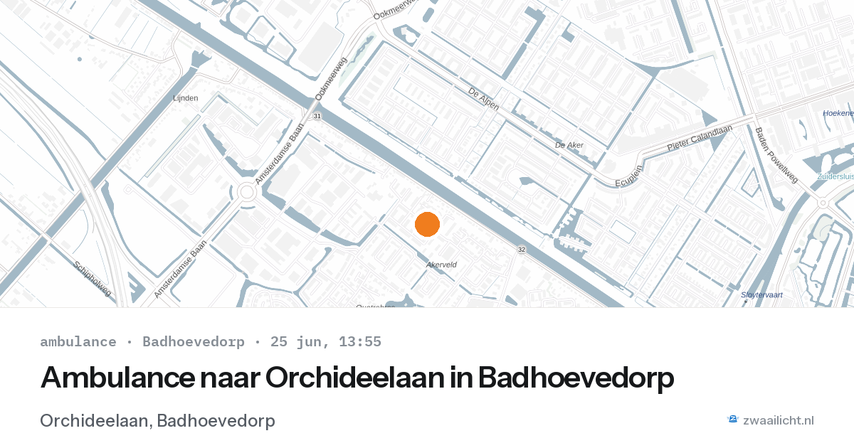 Ambulance naar Orchideelaan in Badhoevedorp — 25 jun 2026