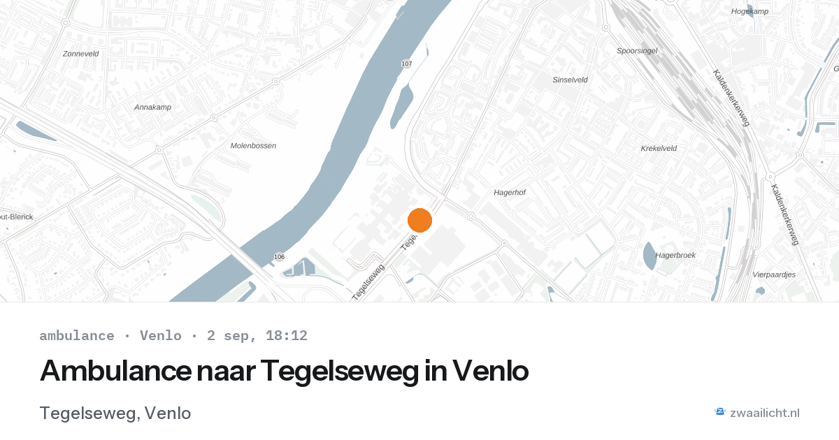 Ambulance naar Tegelseweg in Venlo — 2 sep 2026