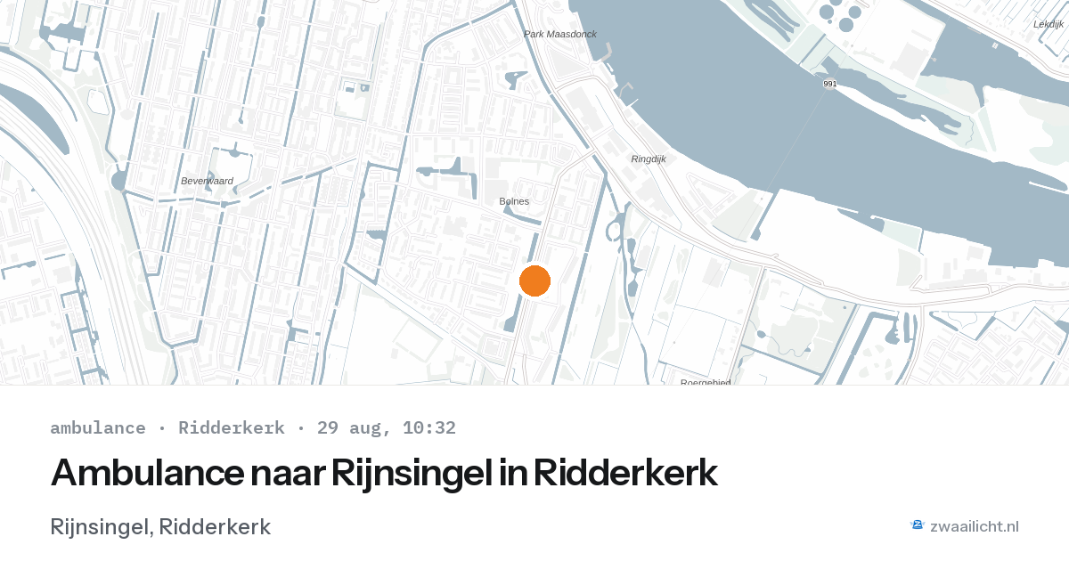 Ambulance naar Rijnsingel in Ridderkerk — 29 aug 2026