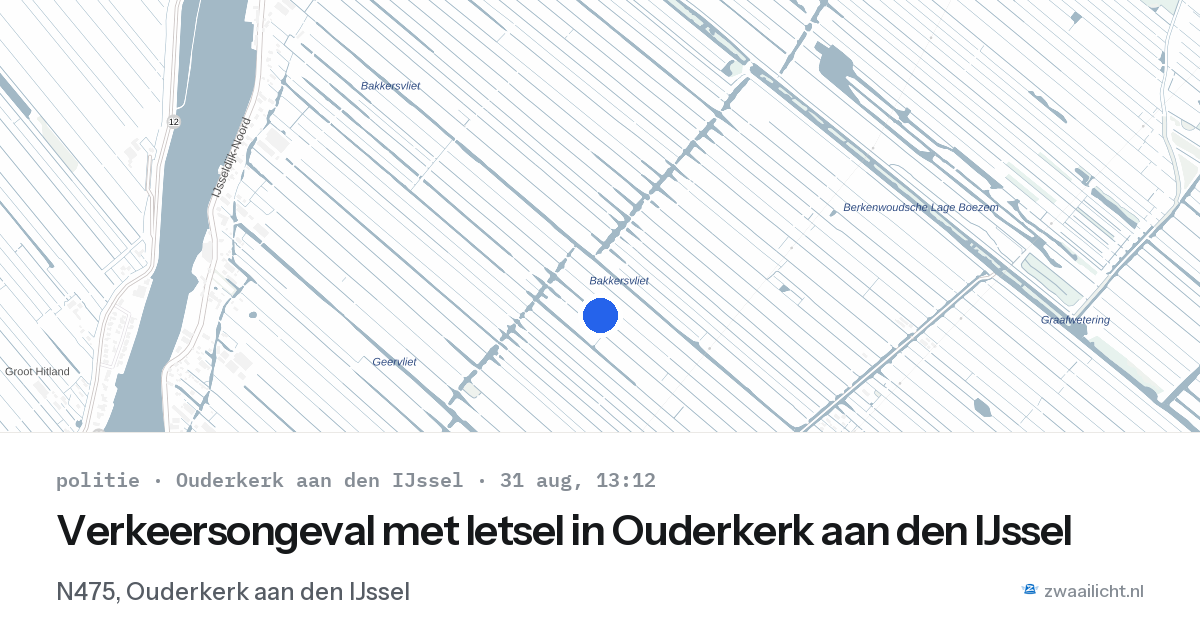 Verkeersongeval met letsel in Ouderkerk aan den IJssel — 31 aug 2026