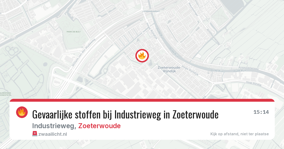 Gevaarlijke stoffen bij Industrieweg in Zoeterwoude — 2 jul 2026
