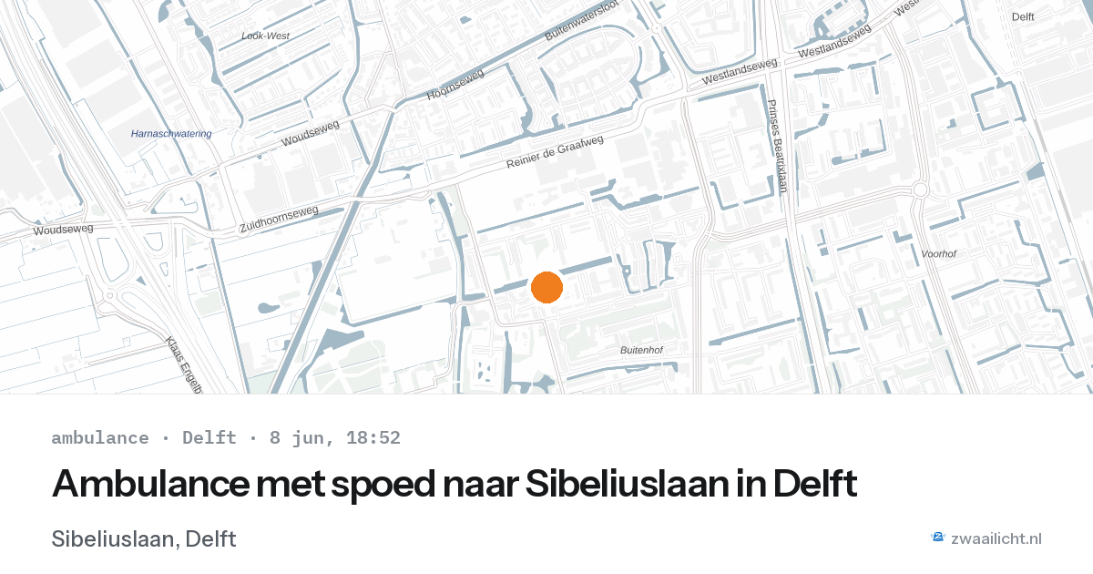 Ambulance met spoed naar Sibeliuslaan in Delft — 8 jun 2026