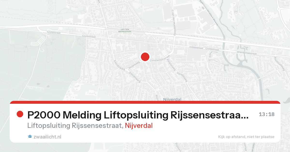 P2000 Melding Liftopsluiting Rijssensestraat, Nijverdal — 30 jan 2026
