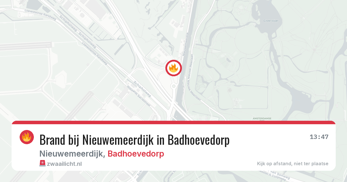 Brand bij Nieuwemeerdijk in Badhoevedorp — 30 jun 2026