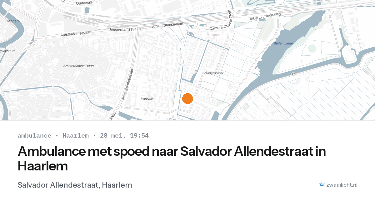 Ambulance met spoed naar Salvador Allendestraat in Haarlem — 28 mei 2026