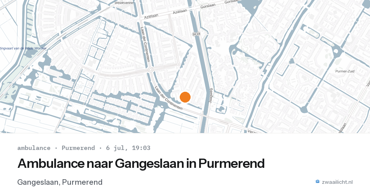 Ambulance naar Gangeslaan in Purmerend — 6 jul 2026