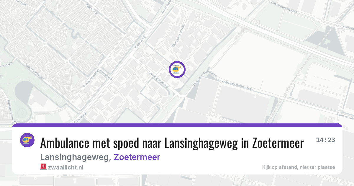 Ambulance met spoed naar Lansinghageweg in Zoetermeer — 30 jul 2026