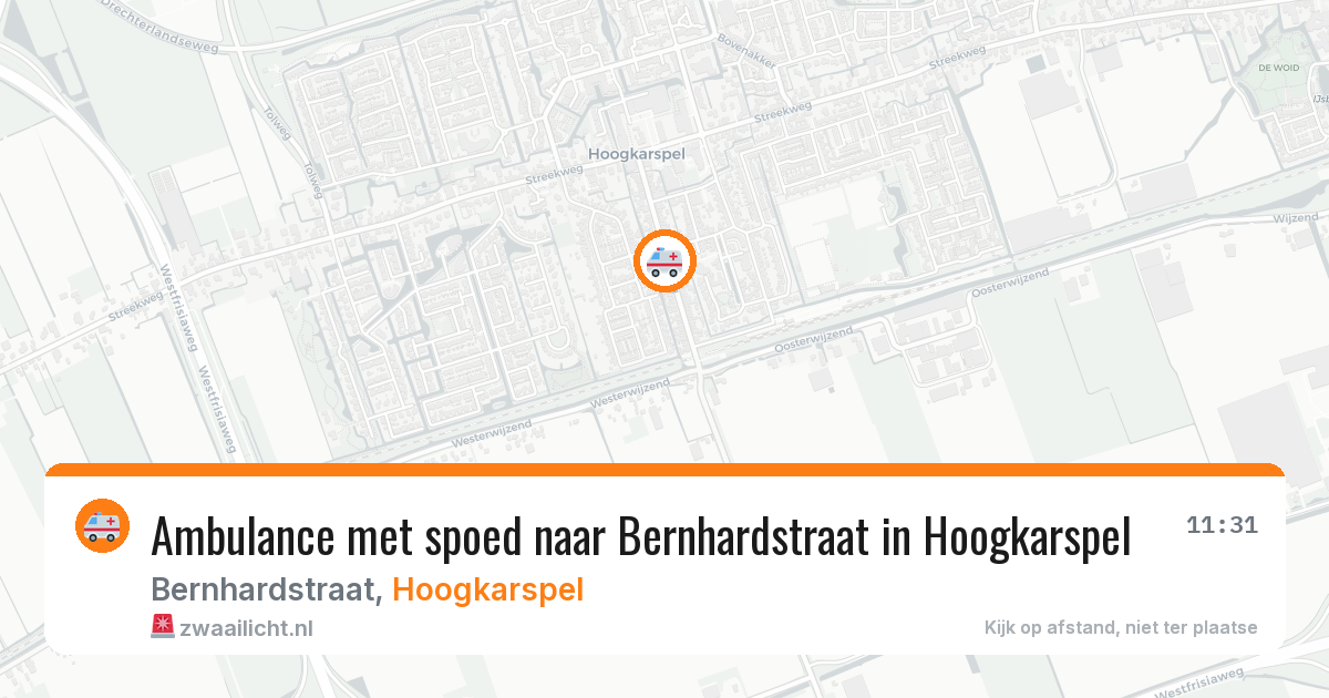 Ambulance met spoed naar Bernhardstraat in Hoogkarspel — 29 mei 2026