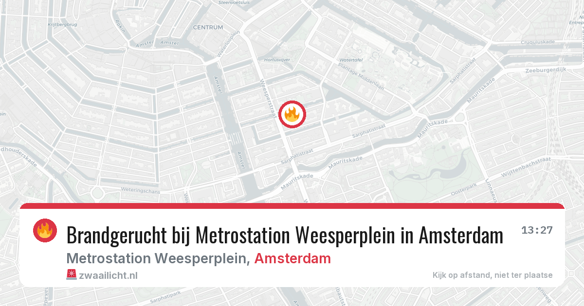 Brandgerucht bij Metrostation Weesperplein in Amsterdam — 24 jun 2026