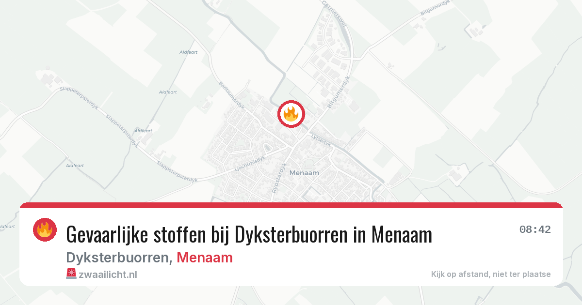 Gevaarlijke stoffen bij Dyksterbuorren in Menaam — 22 mei 2026