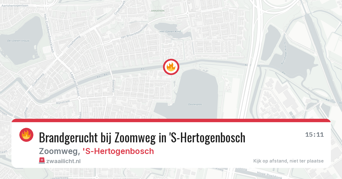 Brandgerucht bij Zoomweg in 'S-Hertogenbosch — 6 aug 2026
