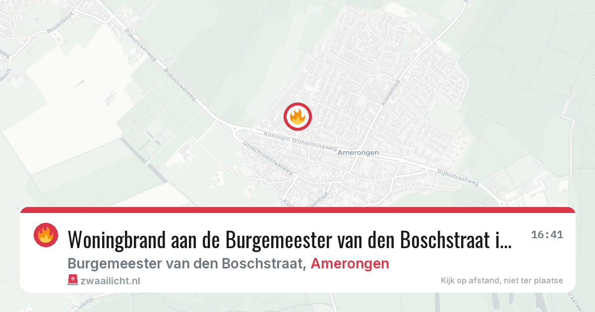 Woningbrand aan de Burgemeester van den Boschstraat in Amerongen — 14 apr 2026