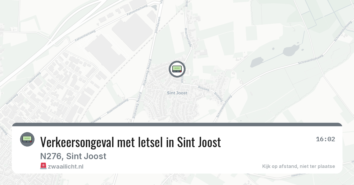 Verkeersongeval met letsel in Sint Joost — 20 jul 2026