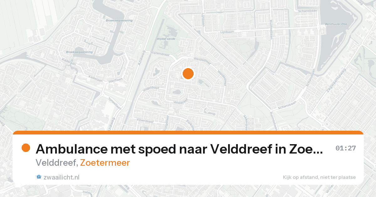 Ambulance met spoed naar Velddreef in Zoetermeer — 24 aug 2026