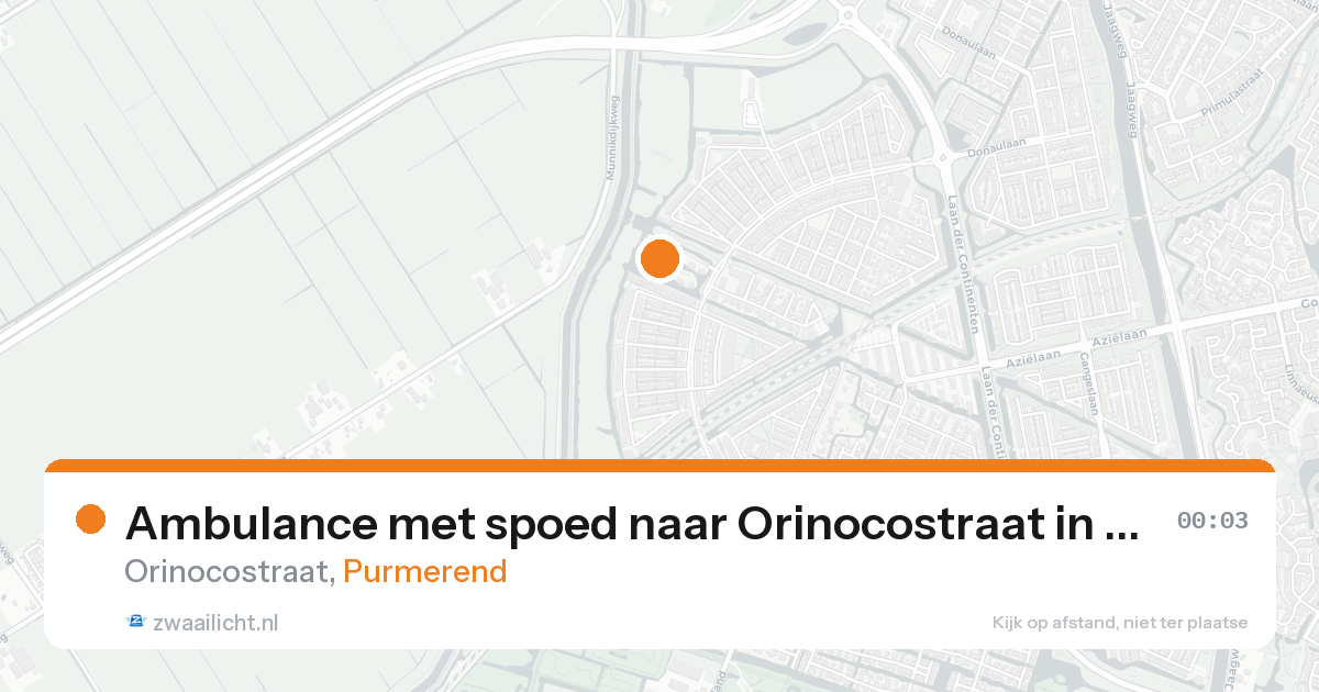 Ambulance met spoed naar Orinocostraat in Purmerend — 18 aug 2026