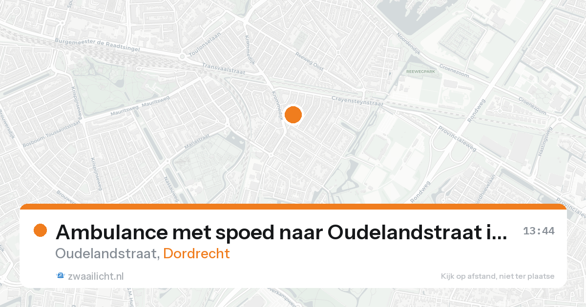 Ambulance met spoed naar Oudelandstraat in Dordrecht — 15 aug 2026