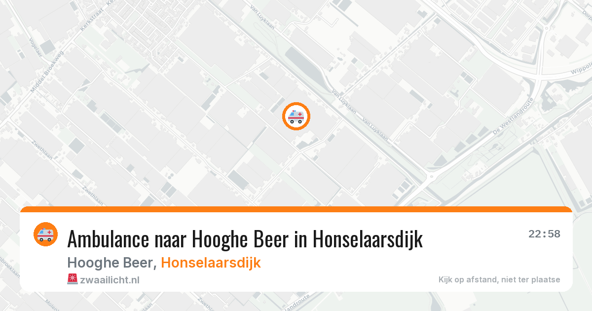Ambulance naar Hooghe Beer in Honselaarsdijk — 5 aug 2026
