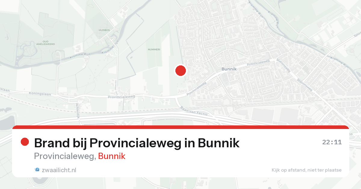 Brand bij Provincialeweg in Bunnik — 15 aug 2026