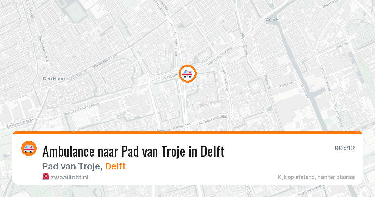 Ambulance naar Pad van Troje in Delft — 1 aug 2026