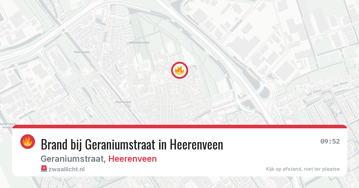 Brand bij Geraniumstraat in Heerenveen — 20 jun 2026