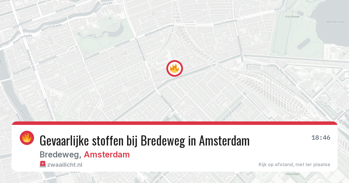 Gevaarlijke stoffen bij Bredeweg in Amsterdam — 16 mrt 2026