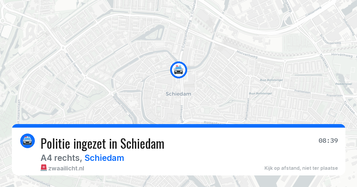 Politie ingezet in Schiedam — 8 jul 2026 | 🚨 Zwaailicht.nl