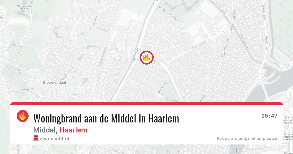 Woningbrand aan de Middel in Haarlem — 9 aug 2026
