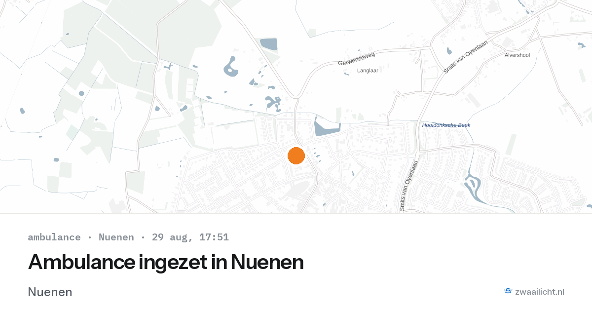 Ambulance ingezet in Nuenen — 29 aug 2026
